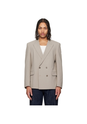 Hugo Taupe Double-Breasted Blazer
