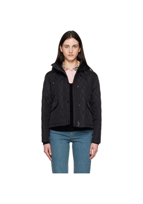 Burberry Black Cropped Quilted Nylon Hooded Jacket