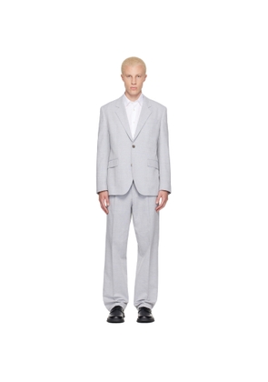 Hugo Blue Two-Piece Modern-Fit Herringbone Twill Suit