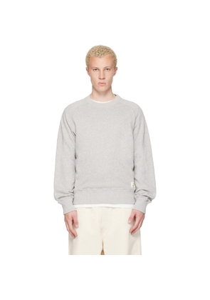 Merz b. Schwanen Gray Retro Fleece Raglan Cotton Sweatshirt