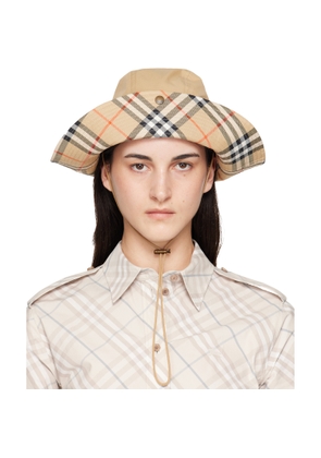 Burberry Beige Check Brim Gabardine Hat