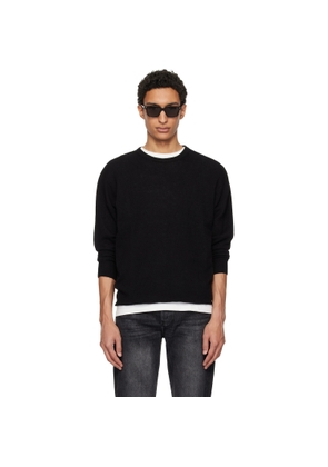 Merz b. Schwanen Black Lightweight Merino Wool-Cashmere-Silk Sweater