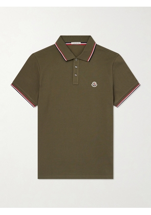 Moncler - Logo-Appliquéd Cotton-Piqué Polo Shirt - Men - Green - S