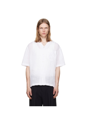 Hugo White Linen Camp Collar Shirt