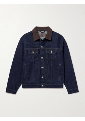 NN07 - Roy 1882 Corduroy-Trimmed Organic Denim Jacket - Men - Blue - S