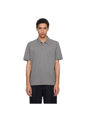 Hugo Gray Cotton Piqué Logo Polo