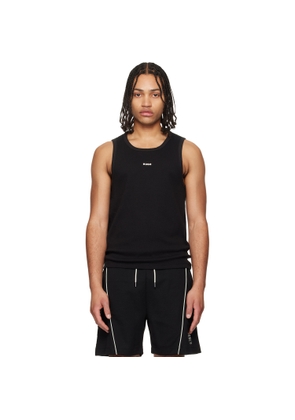 Hugo Black Contrast-Logo Slim-Fit Stretch Cotton Tank Top