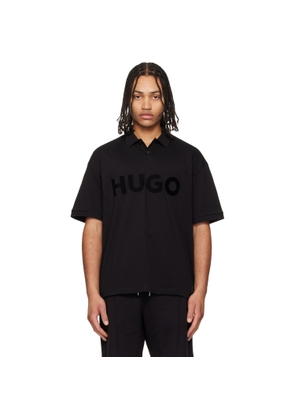 Hugo Black Oversize-Fit Contrast Logo Polo