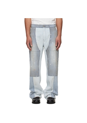 COÛT DE LA LIBERTÉ Blue & White Max Hickory Stripe Union Work Jeans