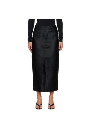 Nour Hammour Black Elisse Long Pencil Ponyhair Skirt