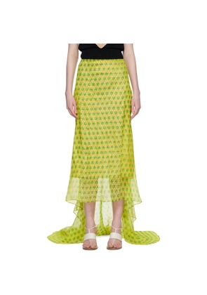 Dries Van Noten Yellow Embellished Silk Maxi Skirt