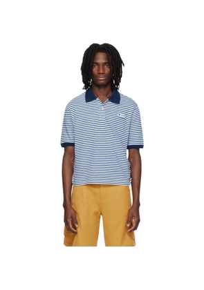 Marni Blue Striped Linen Blend Polo