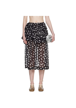 Dries Van Noten Black Layered Polka Dot Midi Skirt