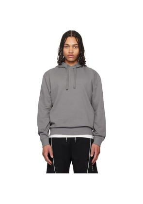 Hugo Gray Cotton Terry Contrast Logo Hoodie