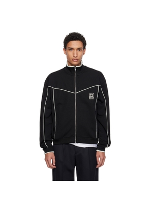 Hugo Black Cotton-Blend Embroidered Logo Artwork Track Jacket
