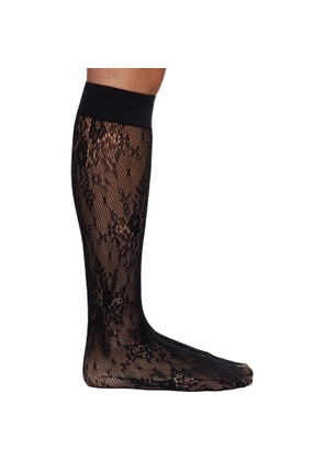 Swedish Stockings Black Rose Knee-High Stockings