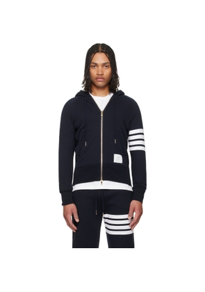 Thom Browne Navy Classic Loopback 4-Bar Zip-Up Hoodie