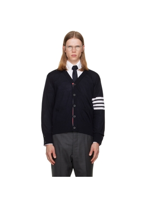 Thom Browne Navy Merino Wool 4-Bar Classic Cardigan