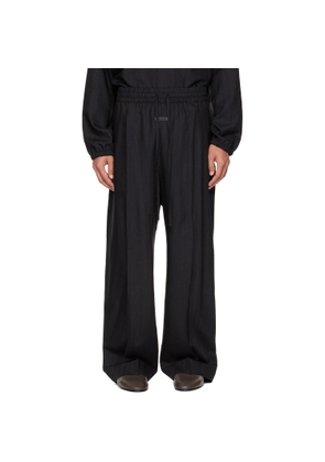 Fear of God Black Striped Wool Wide Leg Drawstring Trousers
