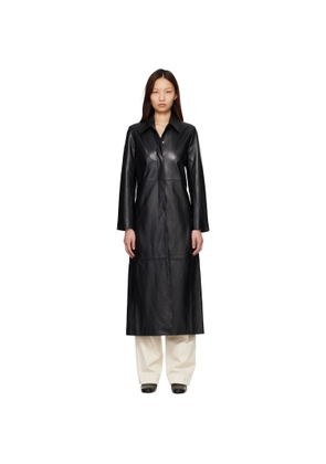 Nour Hammour Black Gotham Leather Coat