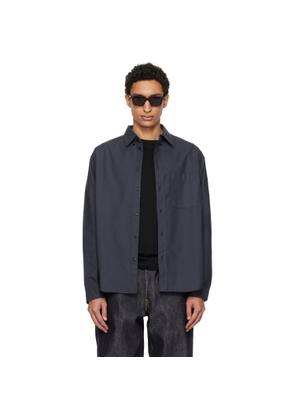 Merz b. Schwanen Gray Button-Down Cotton Oxford Long Sleeve Shirt