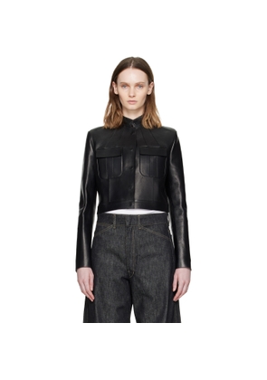 TOM FORD Black Bonded Nappa Leather Officer Jacket