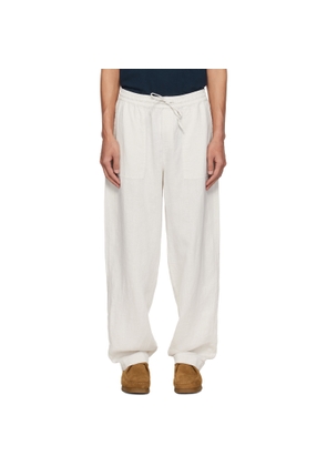 Merz b. Schwanen Off-White Drawstring Worker's Linen Trousers