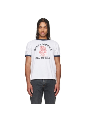 COÛT DE LA LIBERTÉ White Weston SM 'Red Devils' Crew Ringer T-shirt