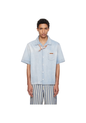 Marni Blue Chambray Neck Tie Shirt