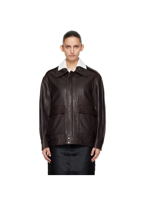 Nour Hammour Brown Drey 'The It Girl' Leather Jacket
