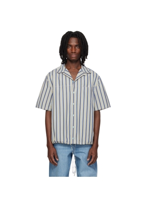 Marni Multicolor Striped Drawstring Hem Cotton Shirt