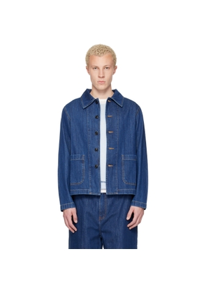 Merz b. Schwanen Blue Cropped Worker's Denim Jacket