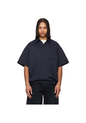 WOOYOUNGMI Navy Twill Patch Pocket Polo