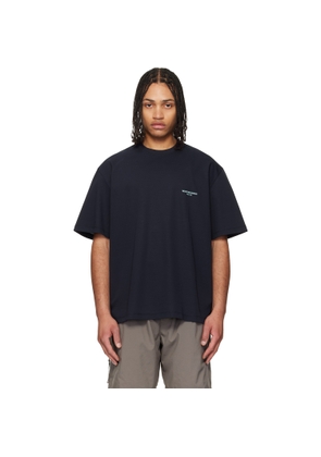 WOOYOUNGMI Navy Tuft Embroidered Back Logo T-shirt