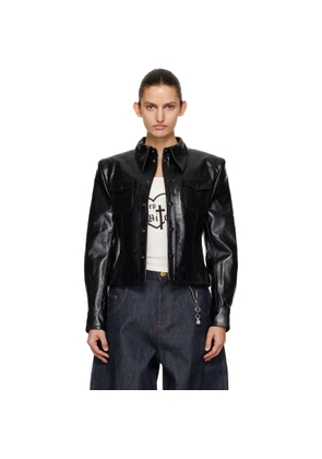 WILLY CHAVARRIA Black Chavela L/S Leather Shirt