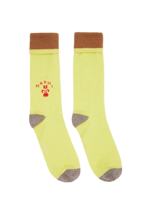 Marni Yellow Wool Flower Logo Socks