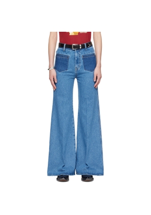 LU'U DAN BRUCE LEE x LỰU ĐẠN Blue Nocturnal Flare Jeans