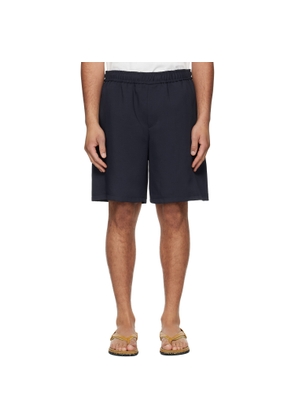 WOOYOUNGMI Navy Embroidered Logo Twill Shorts