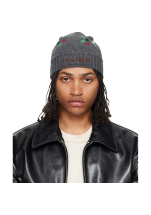 Marni Gray Wool & Cashmere Flower Beanie