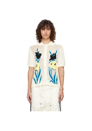 Marni Beige Polo-Collar & Flowers Shirt