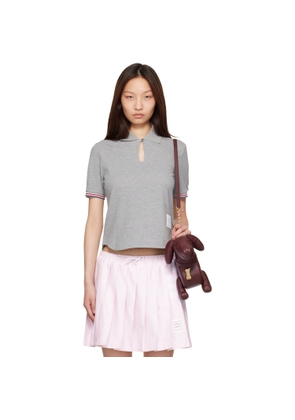 Thom Browne Gray Pique Keyhole Polo