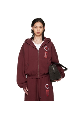 LU'U DAN BRUCE LEE x LỰU ĐẠN Burgundy Zip Hoodie