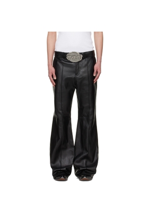 LU'U DAN BRUCE LEE x LỰU ĐẠN Black LỰU Bells Bell Bottom Leather Pants