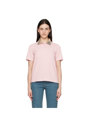 Burberry Pink Check Collar Polo