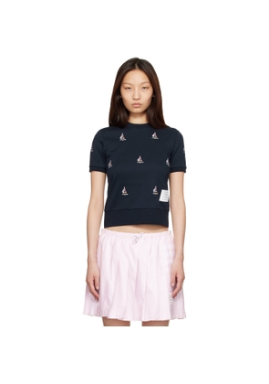 Thom Browne Navy Cotton Milano Sailboat Rib T-shirt