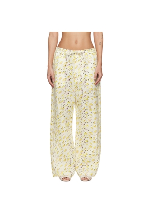 Marni Yellow Linen 'Brushstroke Wave' Print Trousers