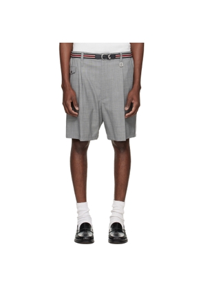 WOOYOUNGMI Gray Wool Poly Belted Shorts