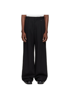 WOOYOUNGMI Black One-Tuck Wide Wool Trousers