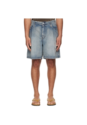 WOOYOUNGMI Blue One Tuck Denim Shorts