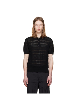 Dries Van Noten Black Mesh Polo